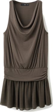 MANGO Draped Ruffle Hem Dress