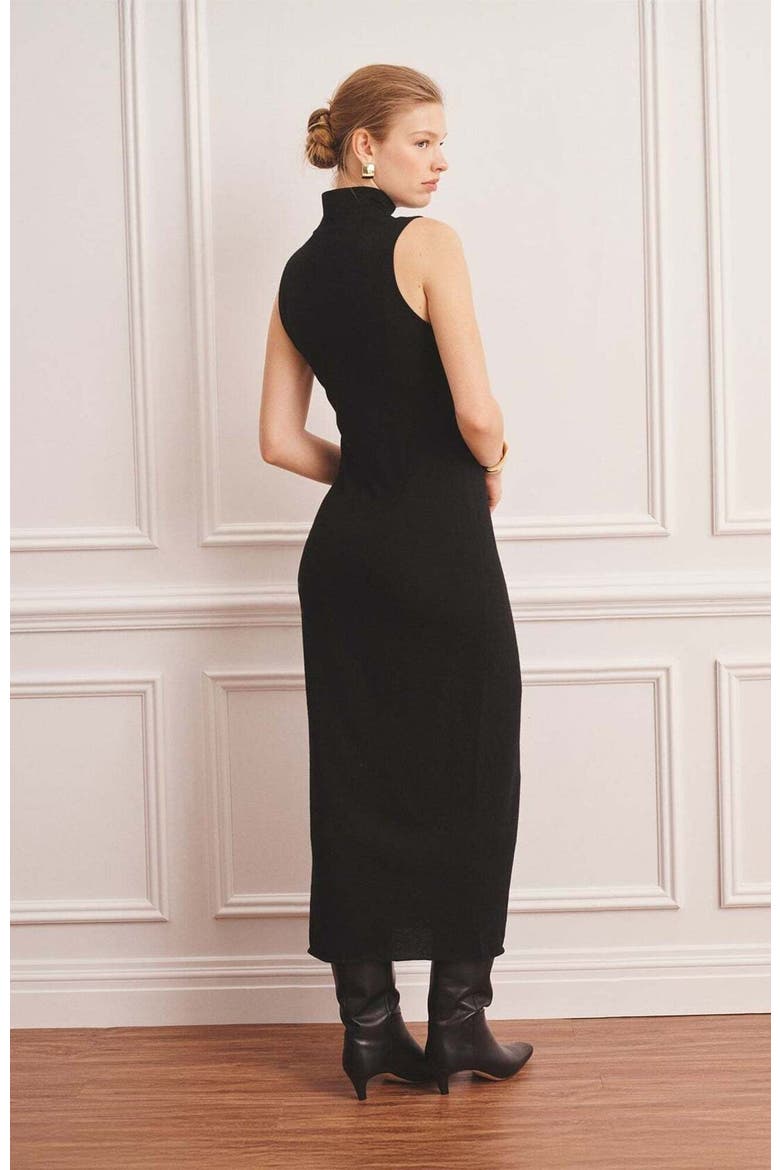Super Fine Cashmere Sleeveless Turtleneck Dress, Alternate, color, Black