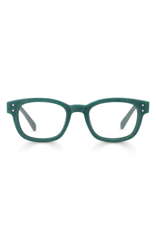Eyebobs Biff 45mm Square Reading Glasses In Forest Green Woodgrain