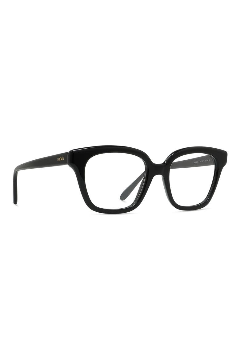 Slim 51mm Geometric Optical Glasses, Alternate, color, SHINY BLACK