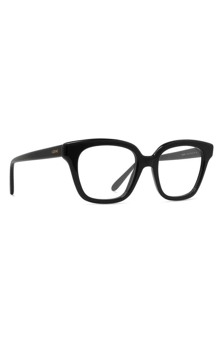 Loewe Slim 51mm Geometric Optical Glasses, Alternate, color, Shiny Black