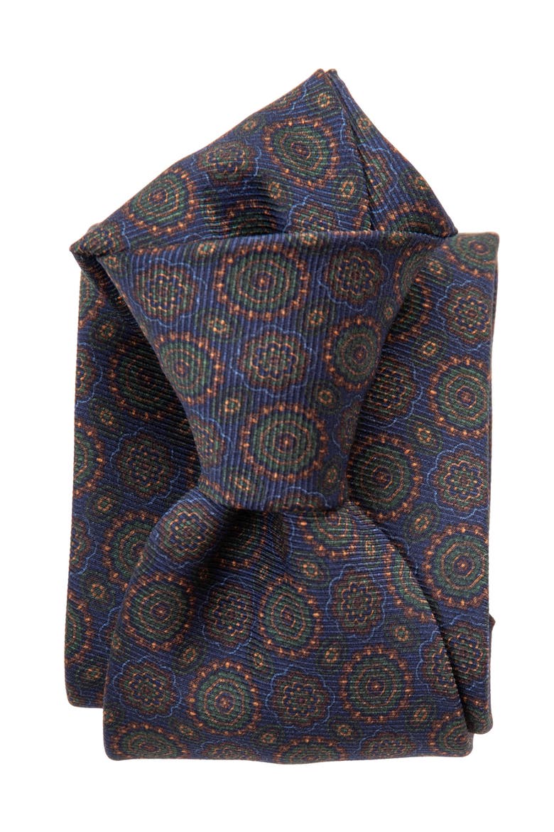 Moretti - Extra Long Printed Silk Tie for Men, Alternate, color, Navy and Green