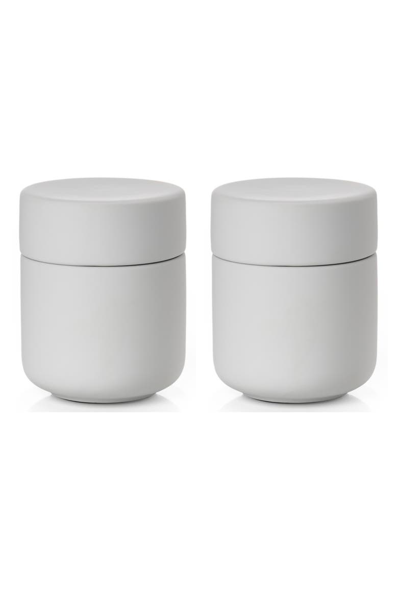 Ume Set of 2 Ceramic Jars, Main, color, SOFT GREY