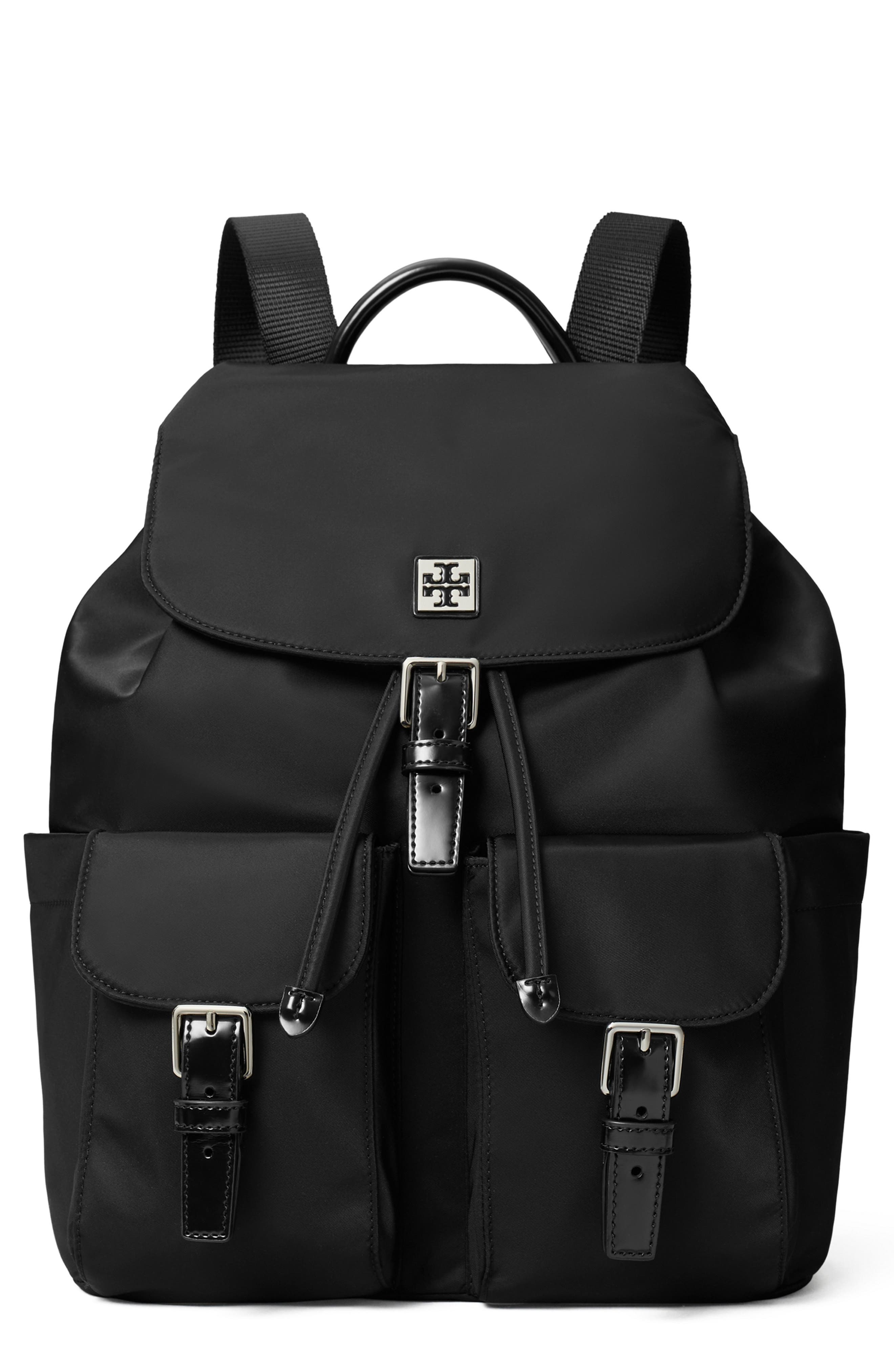 Tory Burch Virgina Nylon Backpack, Main, color, Black