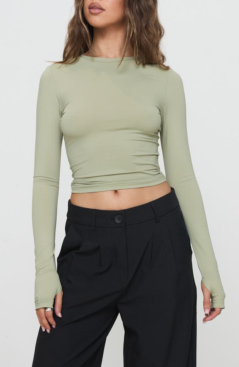Princess Polly Farro Long Sleeve Top, Main, color, Green