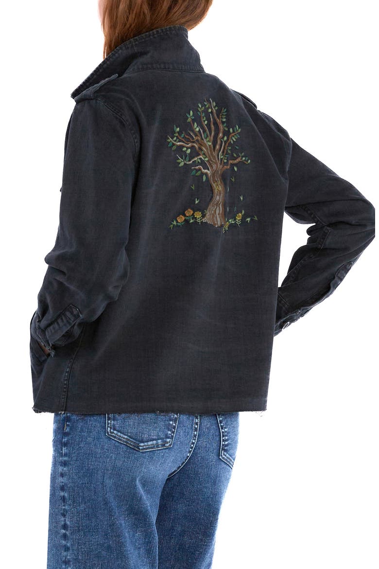 Tree Power Embroidered Jacket, Alternate, color, ALMOST BLACK