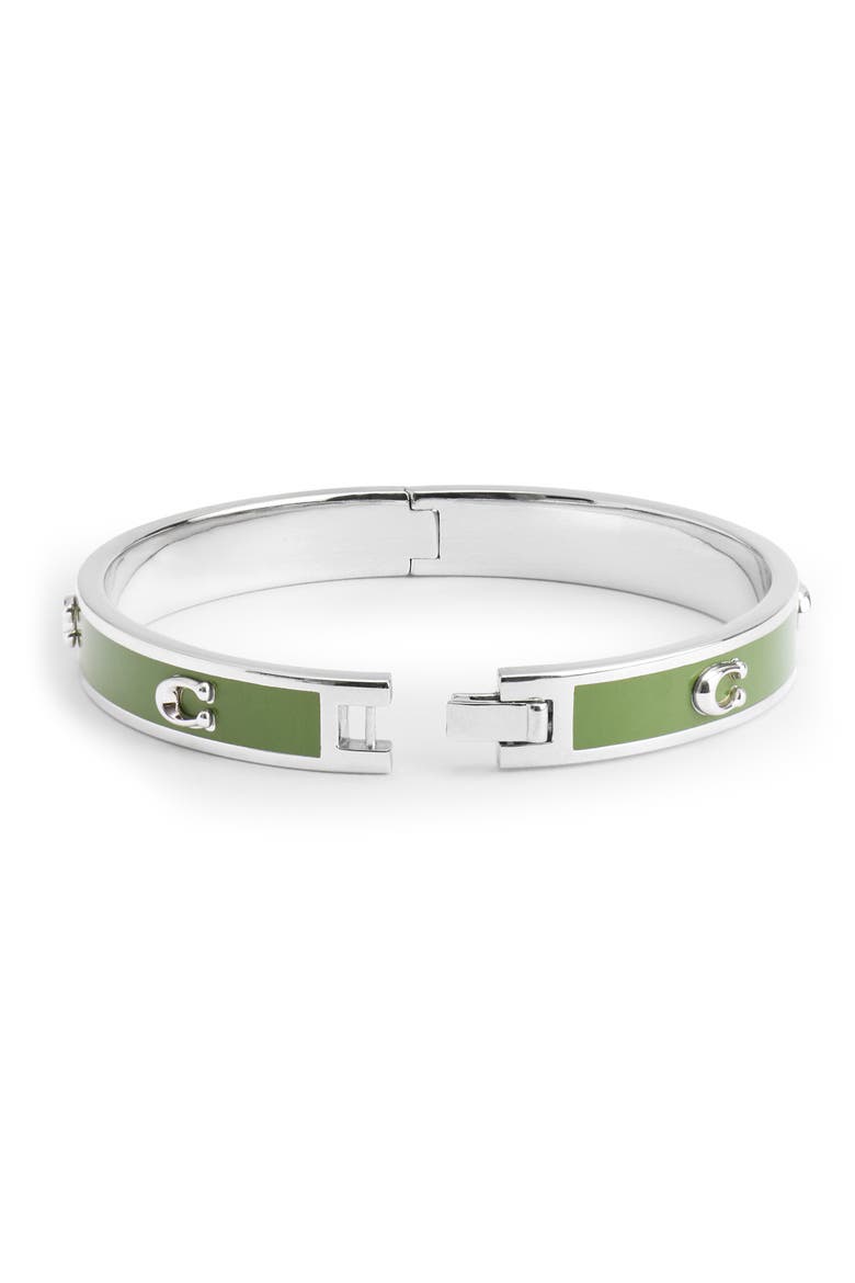 Enamel Hinge Bracelet, Alternate, color, GREEN/ RHODIUM