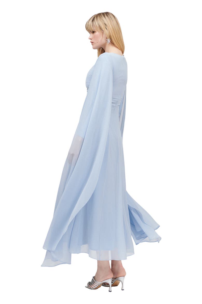 Modest Ruffle Mesh Dress Maxi, Alternate, color, CHOCOLATE