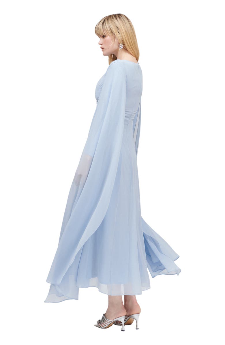 MARYISA Modest Ruffle Mesh Dress Maxi, Alternate, color, Chocolate