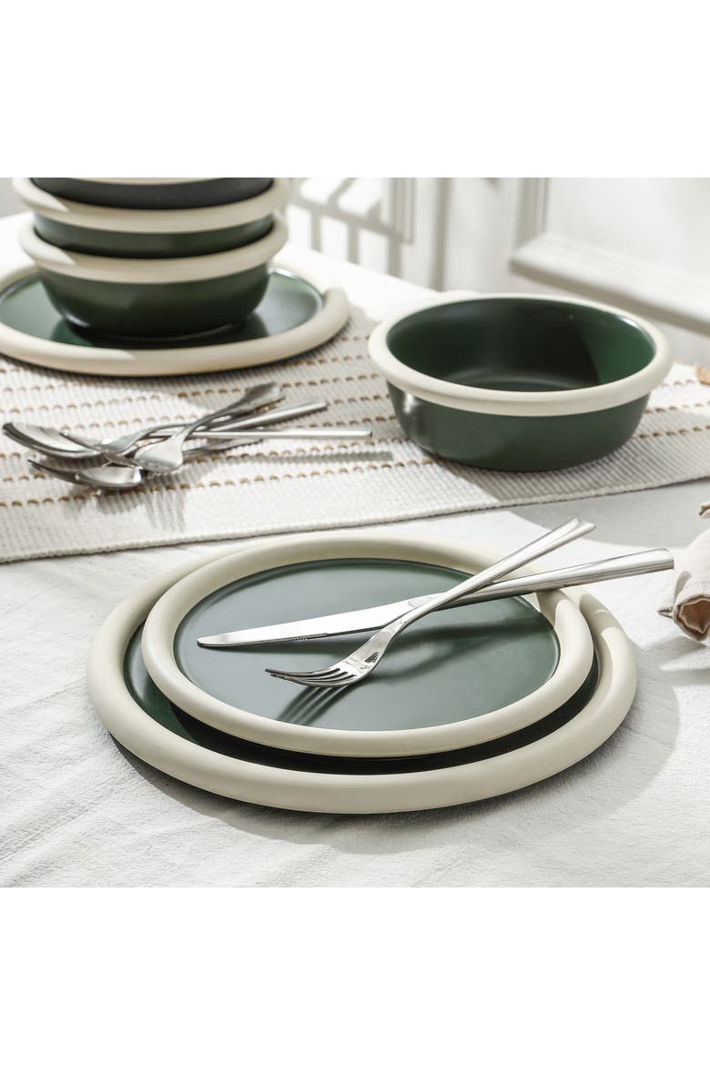 Capri Stoneware 12-Piece Dinnerware Set, Alternate, color, Green