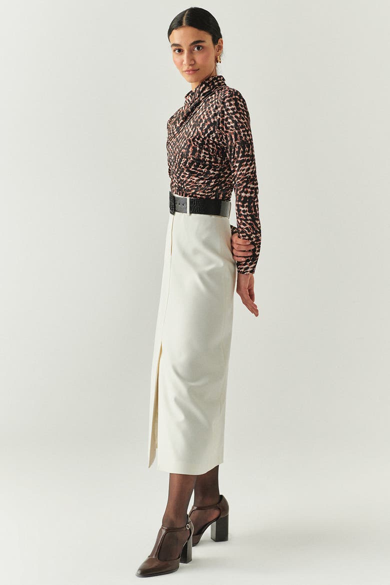 Arlette Belted Skirt, Alternate, color, ECRU