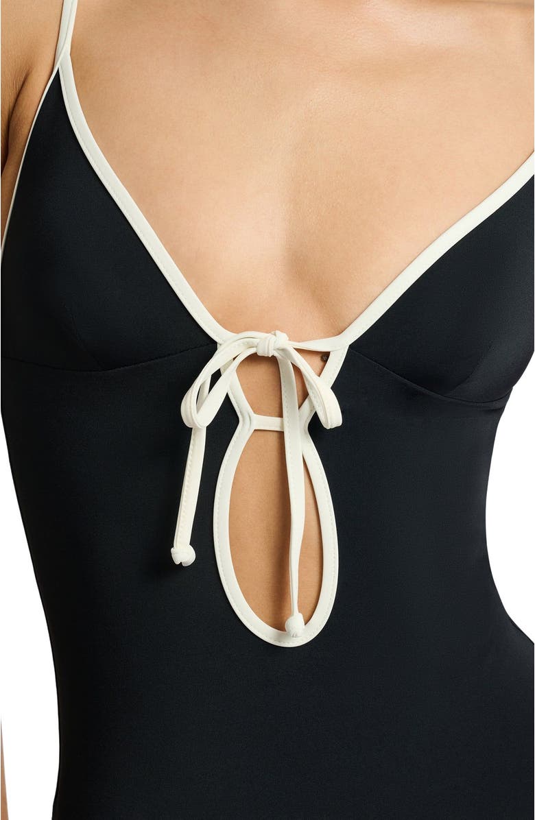 Onia Soleil Tie Front One-Piece, Alternate, color, Black