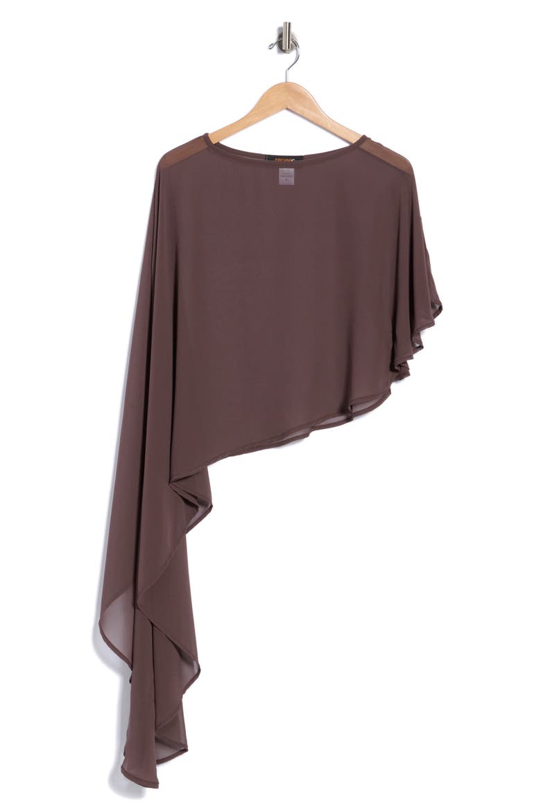 Asymmetric Sheer Poncho Top, Main, color, BROWN
