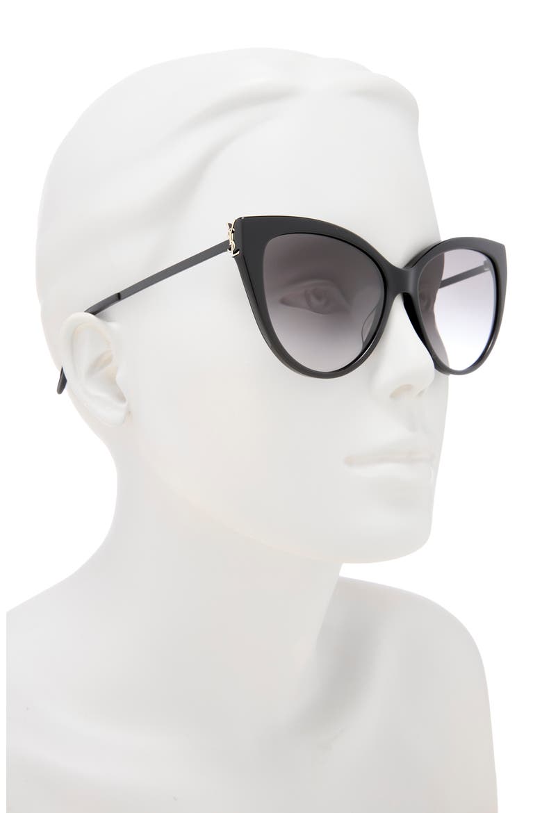 56mm Cat Eye Sunglasses, Alternate, color, BLACK BLACK SMOKE
