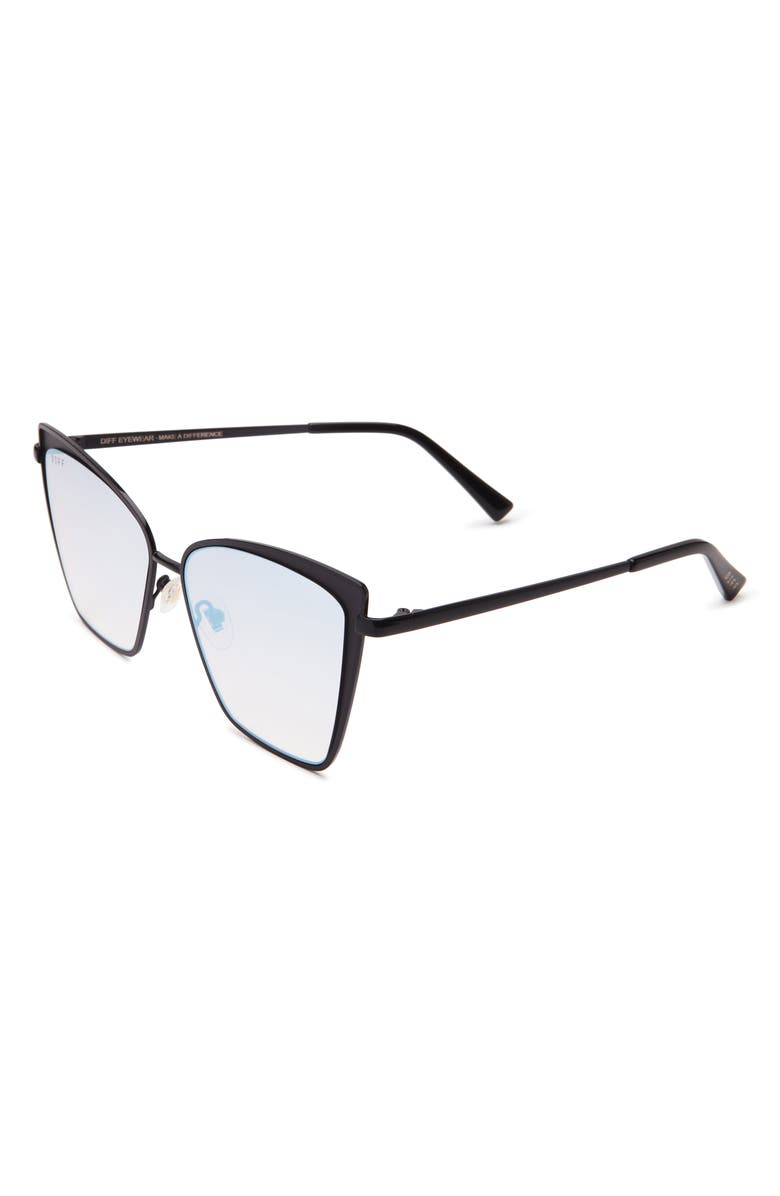 DIFF Becky II 56mm Cat Eye Sunglasses, Alternate, color, Black/ Grey