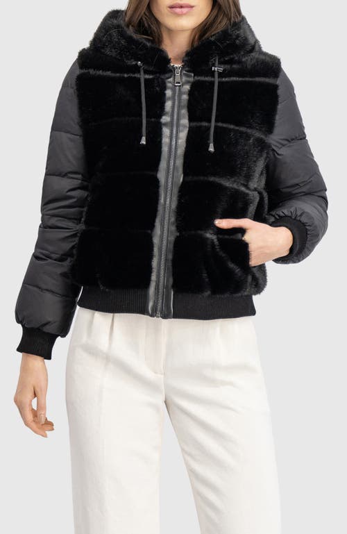 Lyla Grant Fur-free Mink (faux Fur) Jacket With Hood In Black