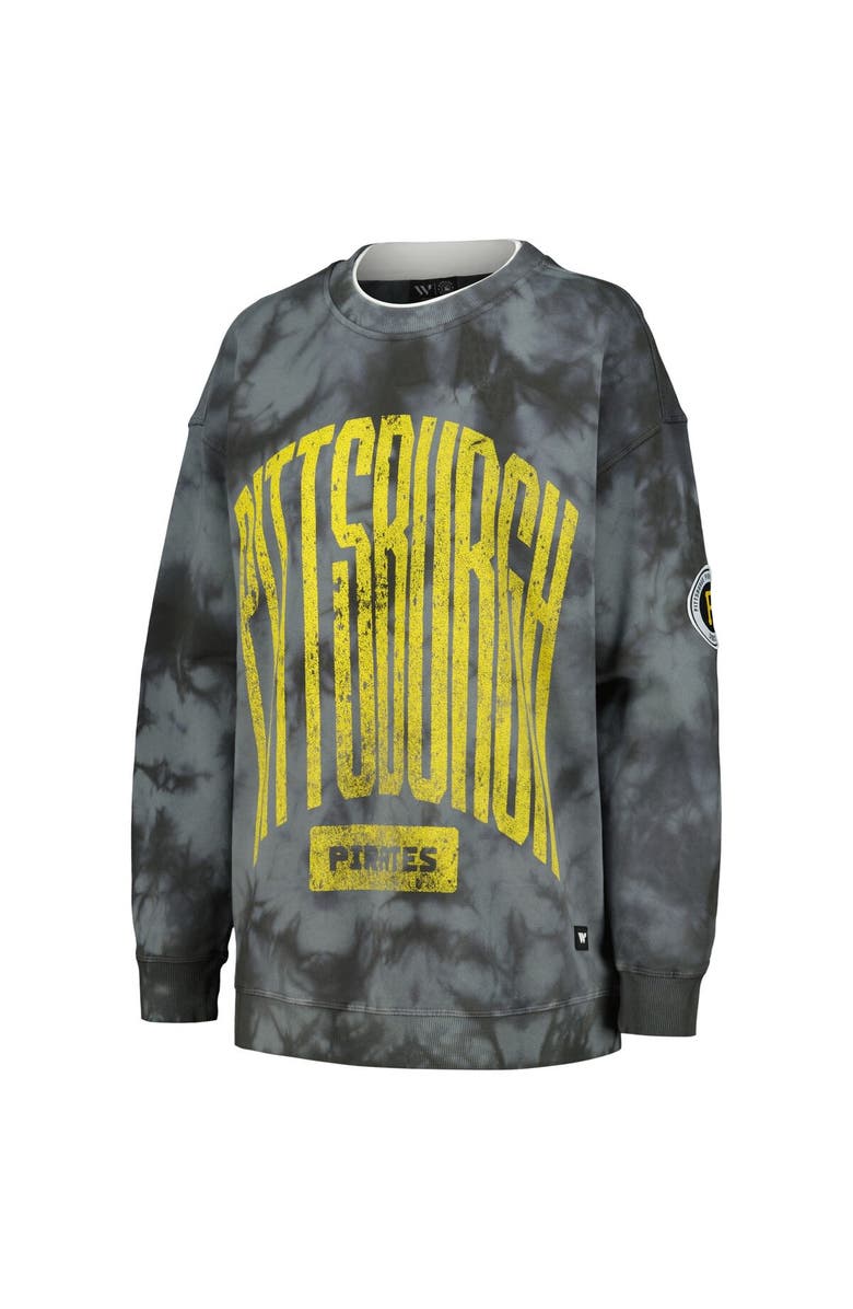 THE WILD COLLECTIVE Women's The Wild Collective Charcoal Pittsburgh Pirates Overdyed Pullover Sweatshirt, Alternate, color, Charcoal