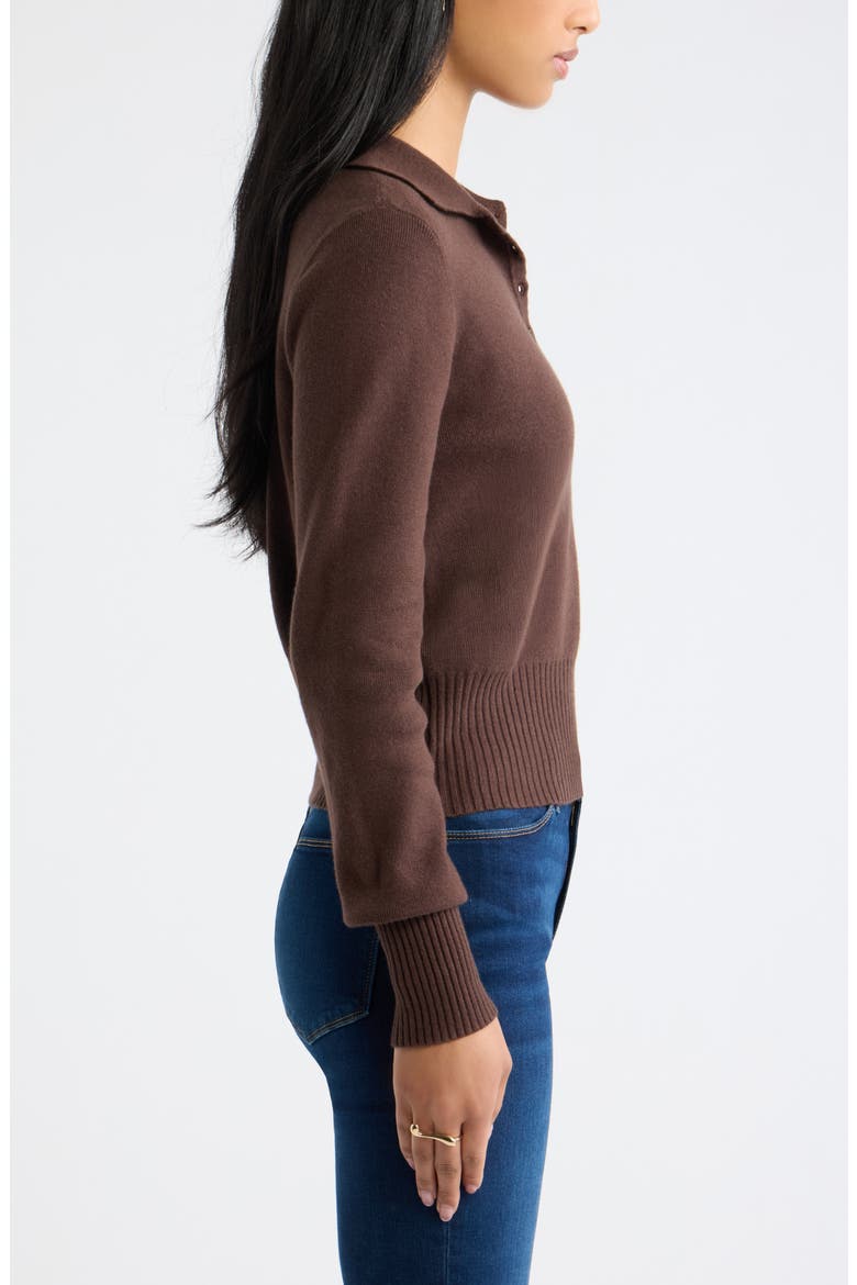 Long Sleeve Polo Sweater, Alternate, color, BROWN SEAL