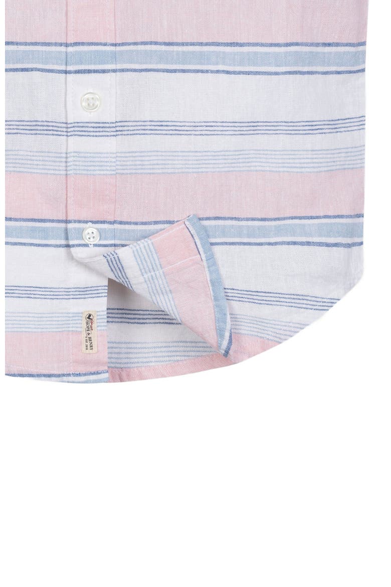 Boys' Linen Short Sleeve Button Down Shirt, Infant, Alternate, color, English Variegated Stripe