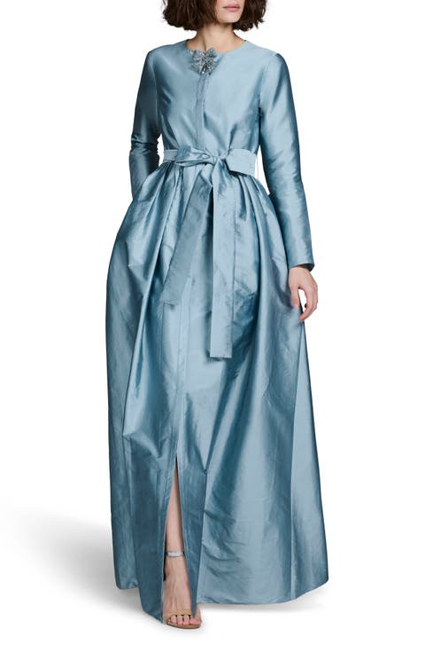 Princess Long Sleeve Taffeta Gown
