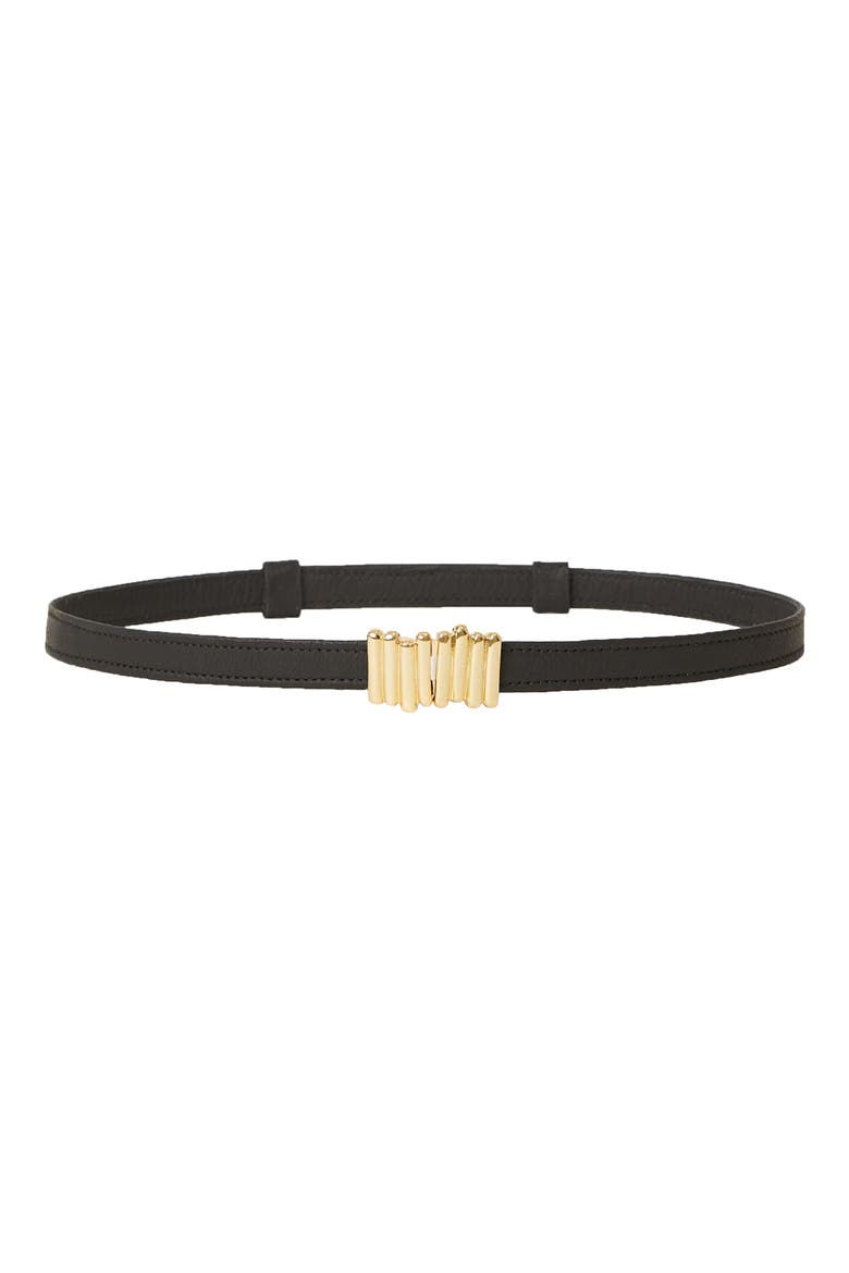 Diem Leather Belt, Main, color, BLACK GOLD