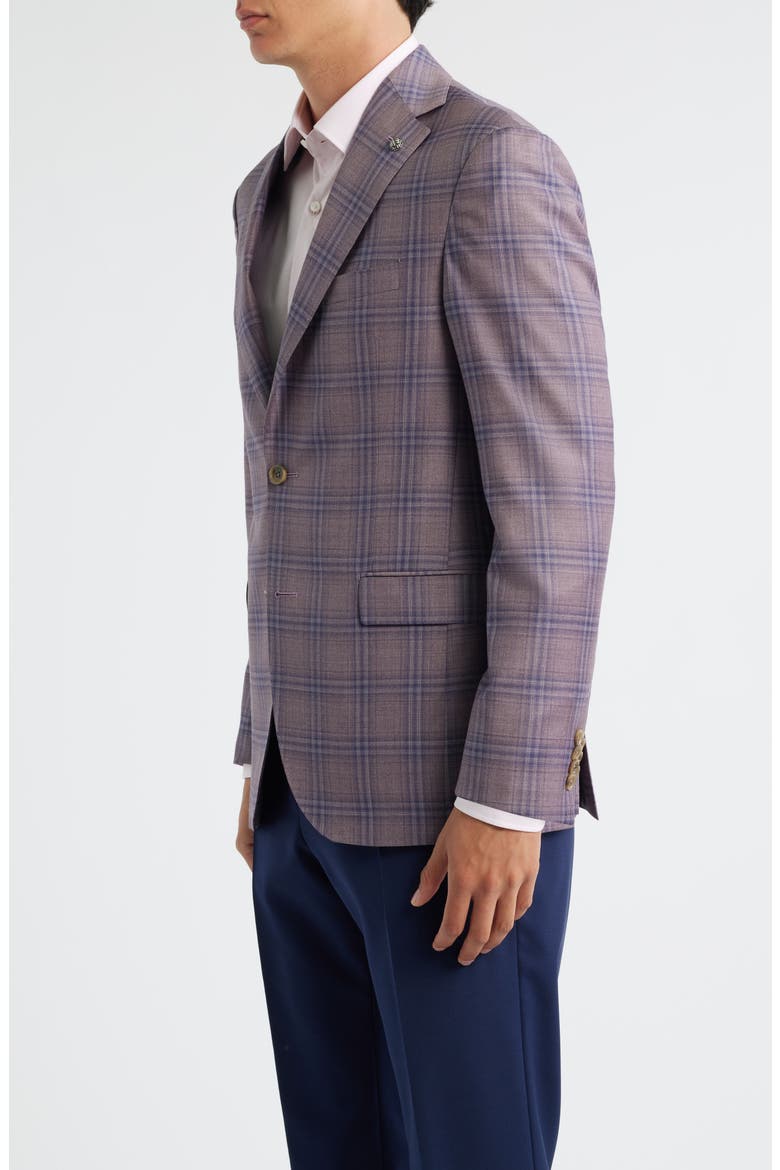 Midland Contemporary Fit Mauve Plaid Super 130s Wool Sport Coar, Alternate, color, MAUVE