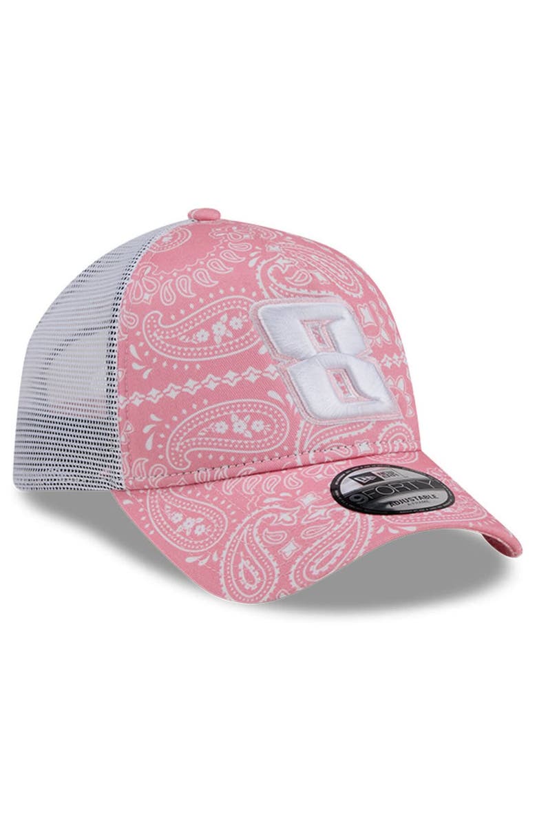 New Era Men's New Era Pink Kyle Busch 9FORTY A-Frame Trucker Paisley Adjustable Hat, Alternate, color, Pink