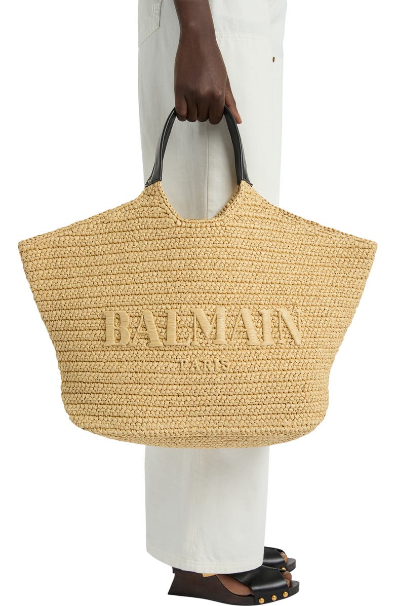 Balmain crochet tote bag, Alternate, color, Beige