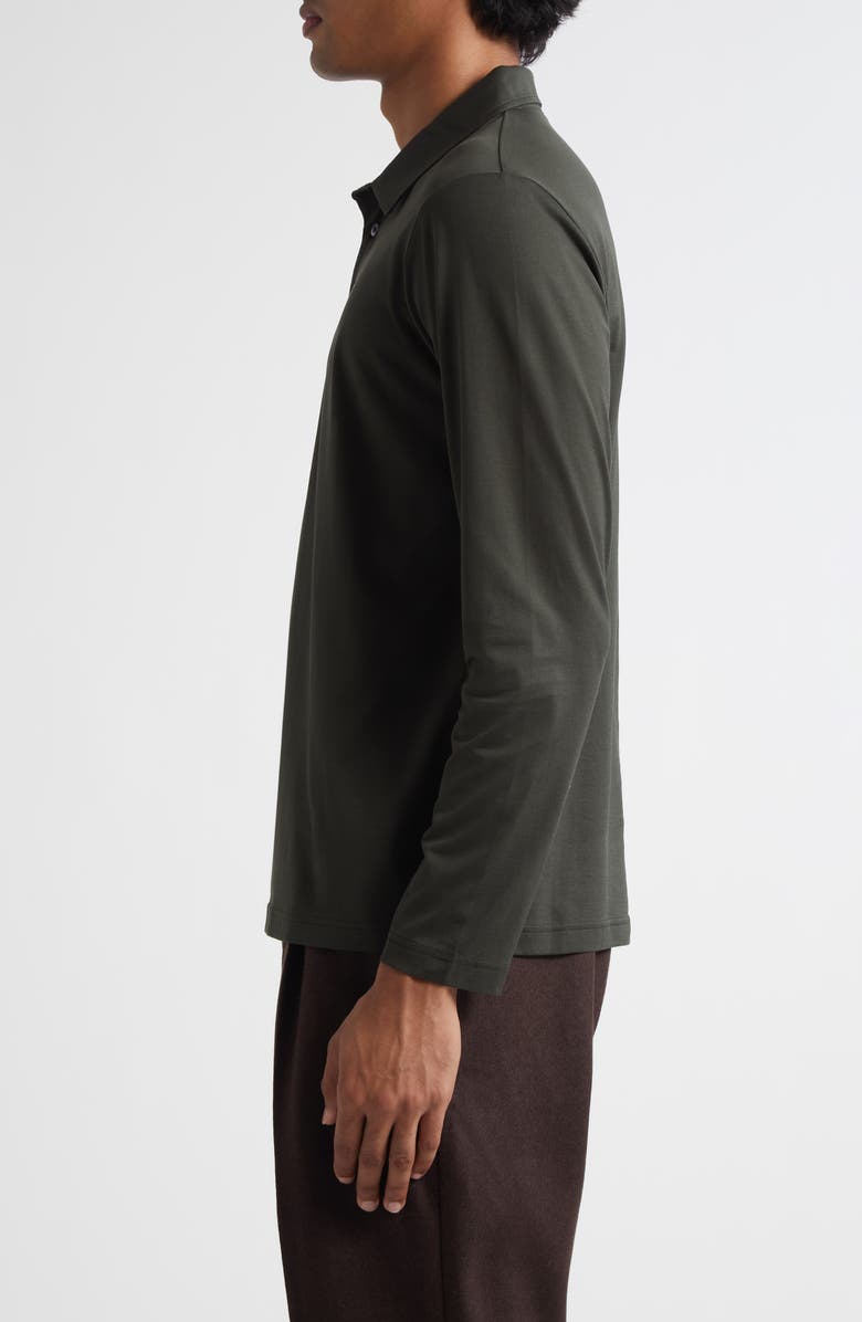 Sunspel Long Sleeve Supima<sup>®</sup> Cotton Polo, Alternate, color, Dark Green