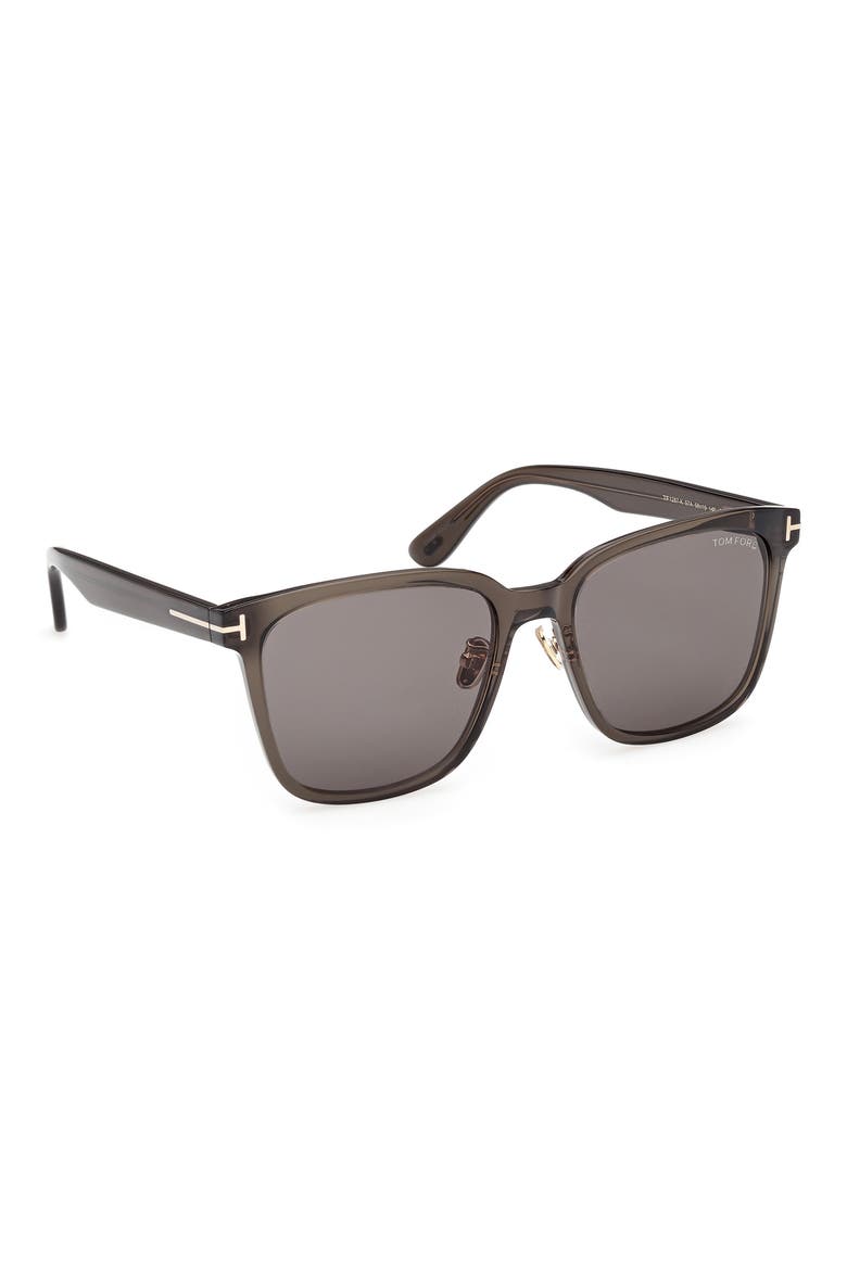 58mm Square Sunglasses, Alternate, color, SHINY BEIGE / SMOKE