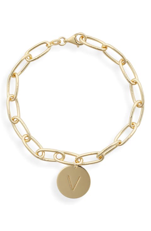Initial Disc Charm Bracelet