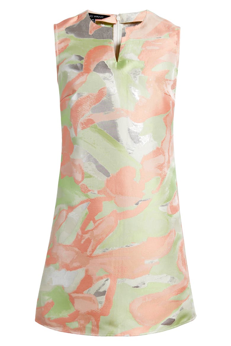 Metallic Abstract Jacquard Sheath Dress, Alternate, color, FERN/ ORANGE BURST/ LIMESTONE