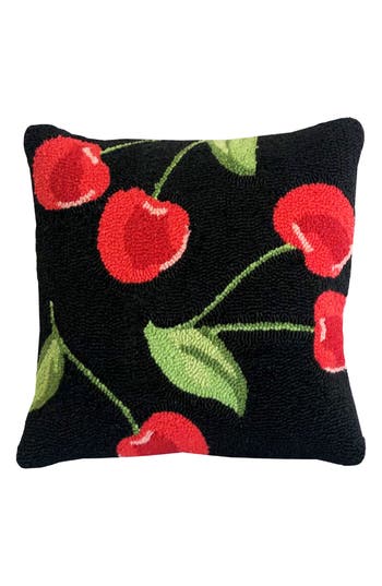 R16 Home Cherry Toss Indoor/outdoor Throw Pillow In Black Red Green