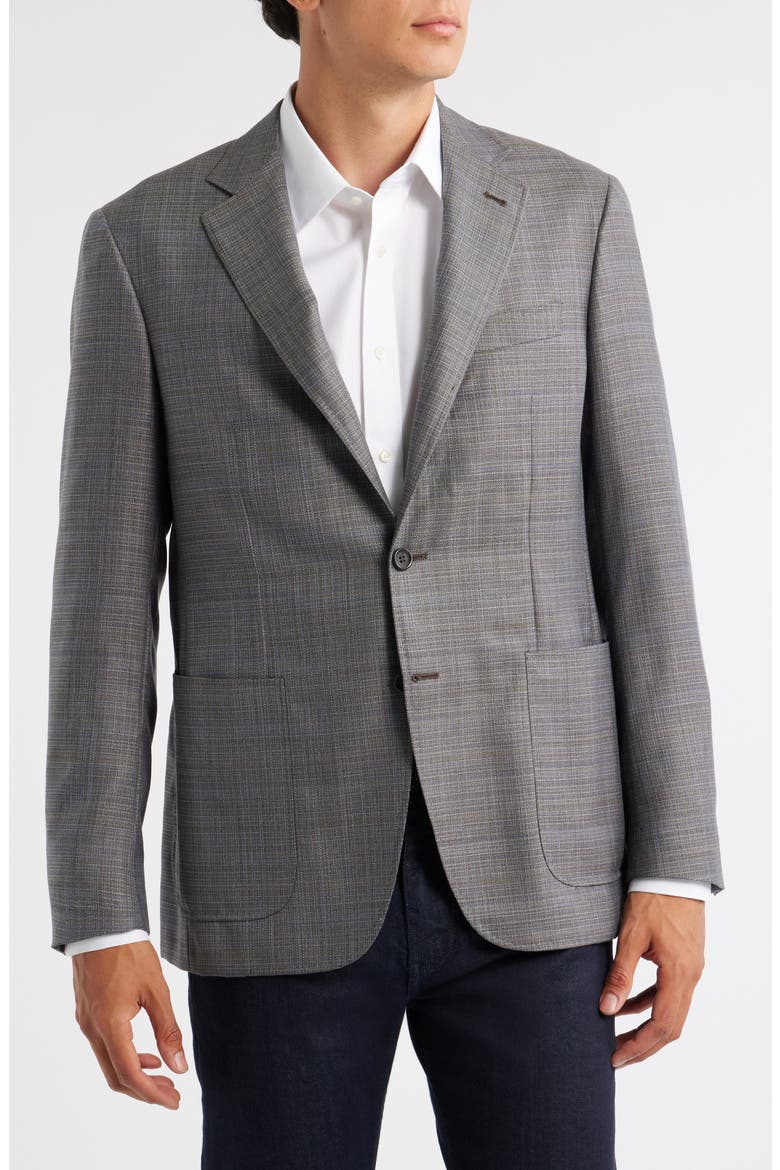 Kei Trim Fit Shadow Plaid Super 130s Wool Sport Coat, Alternate, color, MED BEIGE