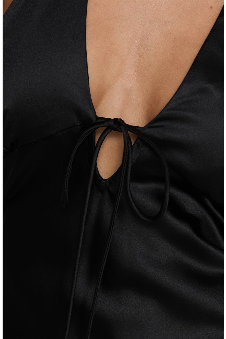 Jessamyn Satin Halter Midi Dress, Alternate, color, BLACK