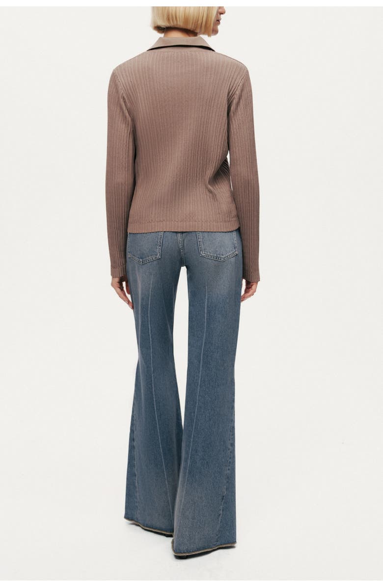 Nocturne Ribbed Polo Knit Sweater, Alternate, color, Mink