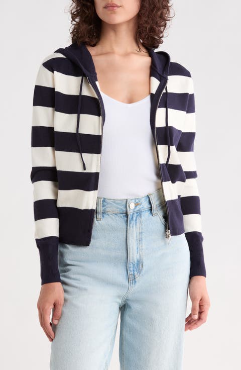 Rugby Stripe Zip-Up Hoodie