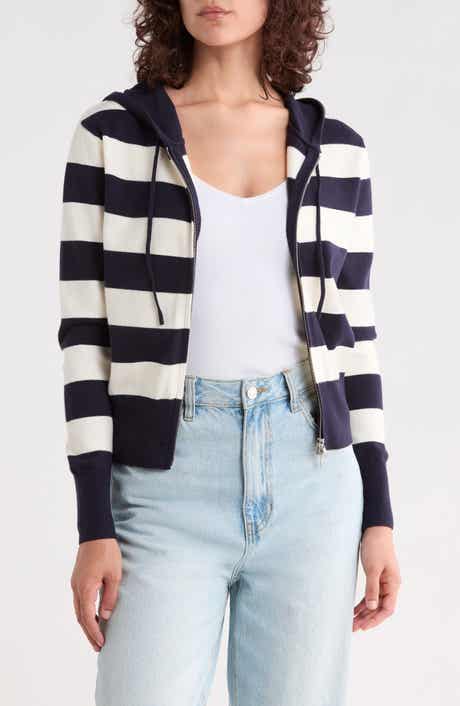 Rugby Stripe Zip-Up Hoodie