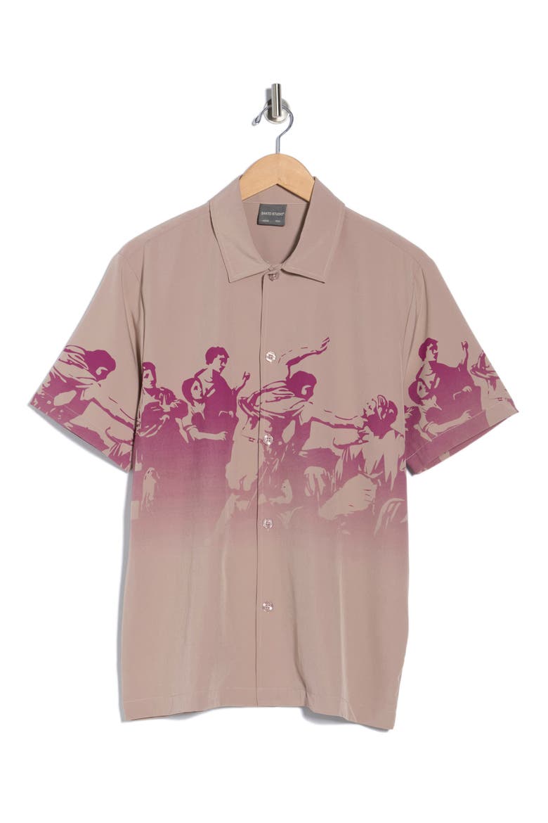 Confidatevi Short Sleeve Button-Up Shirt, Alternate, color, TAN