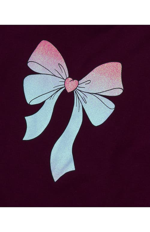 Lands' End Girls Long Sleeve Graphic Tee With Puff Shoulder In Burgundy