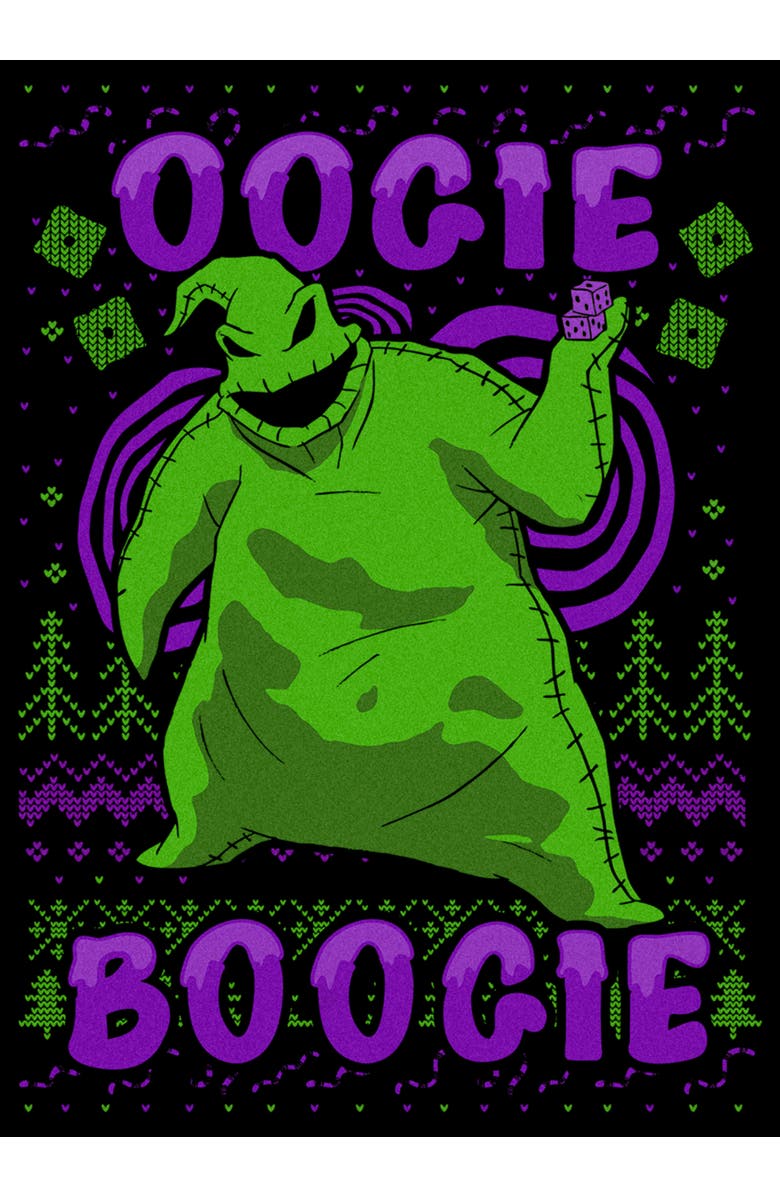 The Nightmare Before Christmas Men's The Nightmare Before Christmas Oogie Boogie Ugly Sweater Graphic T-Shirt, Alternate, color, Black