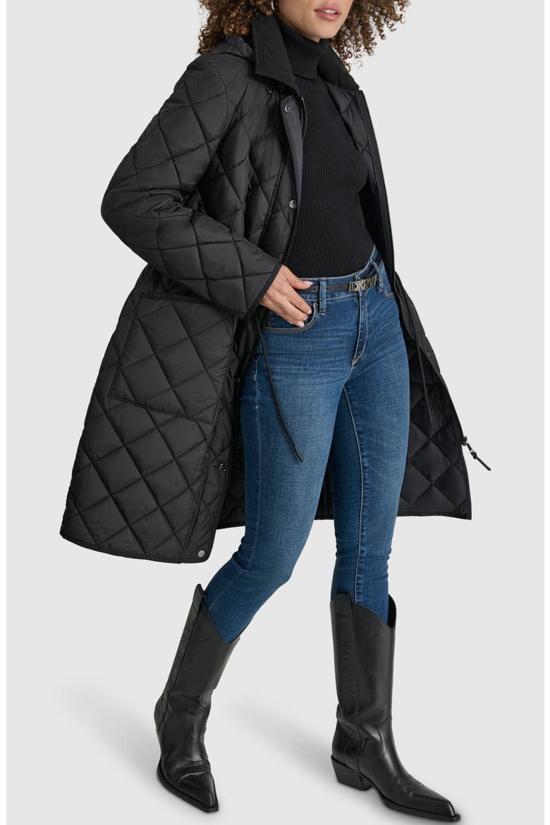 Diamond Quilted Coat, Alternate, color, BLACK