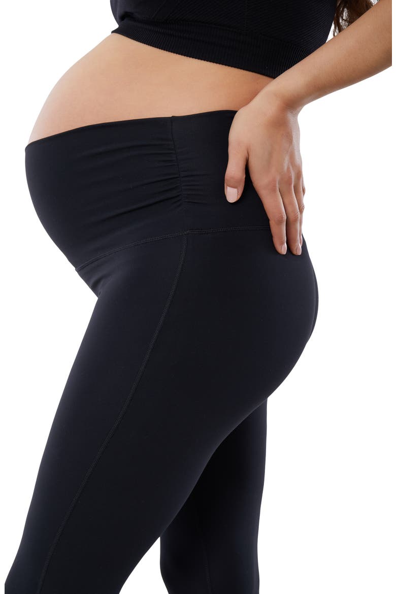 Set of 2 Fold Down Waist Maternity Leggings, Alternate, color, BLACK / BLACK