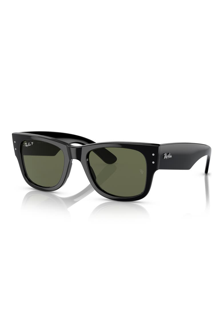 Mega Wayfarer 52mm Polarized Square Sunglasses, Alternate, color, BLACK