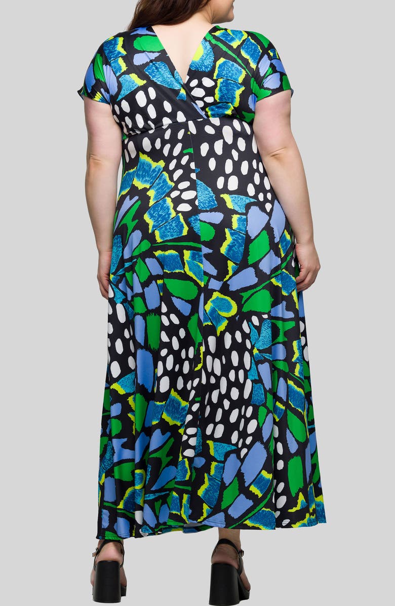 24seven Comfort Apparel Mixed Abstract Print Knit Maxi Dress, Alternate, color, Green Multi