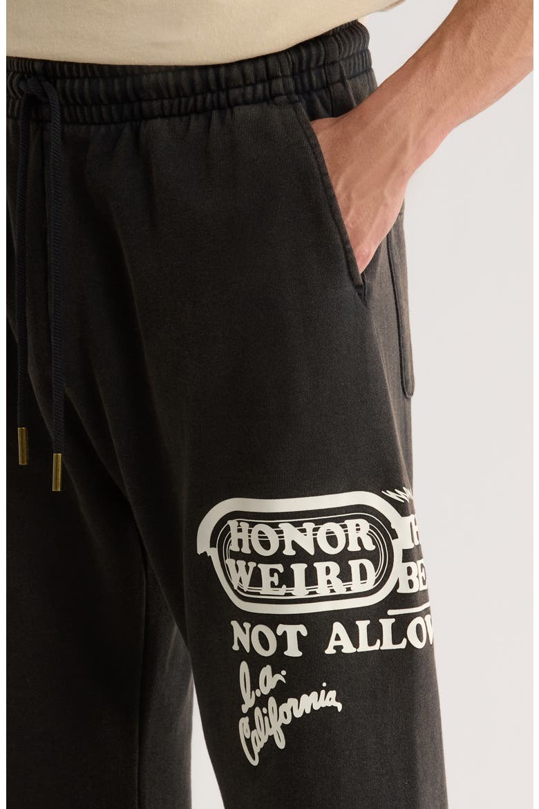 Not Allowed Graphic Cotton Fleece Pants, Alternate, color, BLACK