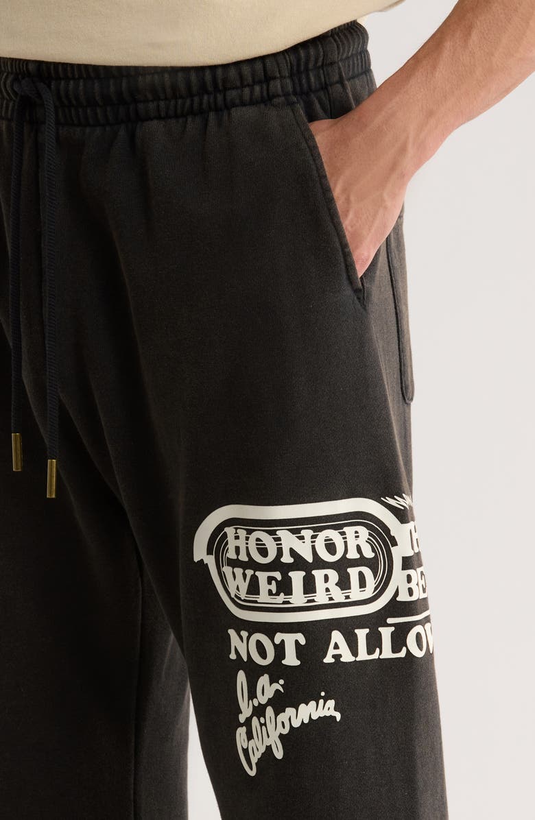 HONOR THE GIFT Not Allowed Graphic Cotton Fleece Pants, Alternate, color, Black