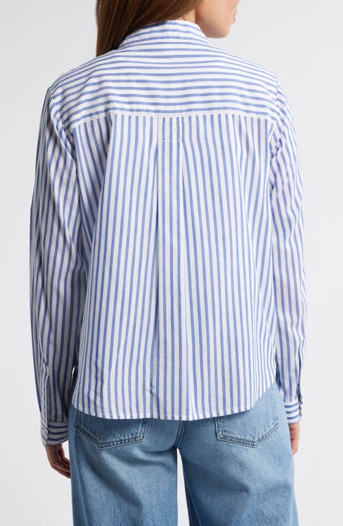Beachlunchlounge Candy Stripe Cotton Blend Button-up Shirt In Cambridge Blue