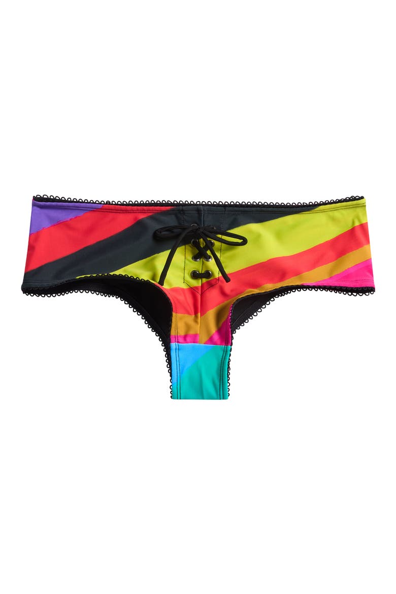 Freda Multi Stripe Lace-Up Bikini Bottoms, Main, color, MULTI