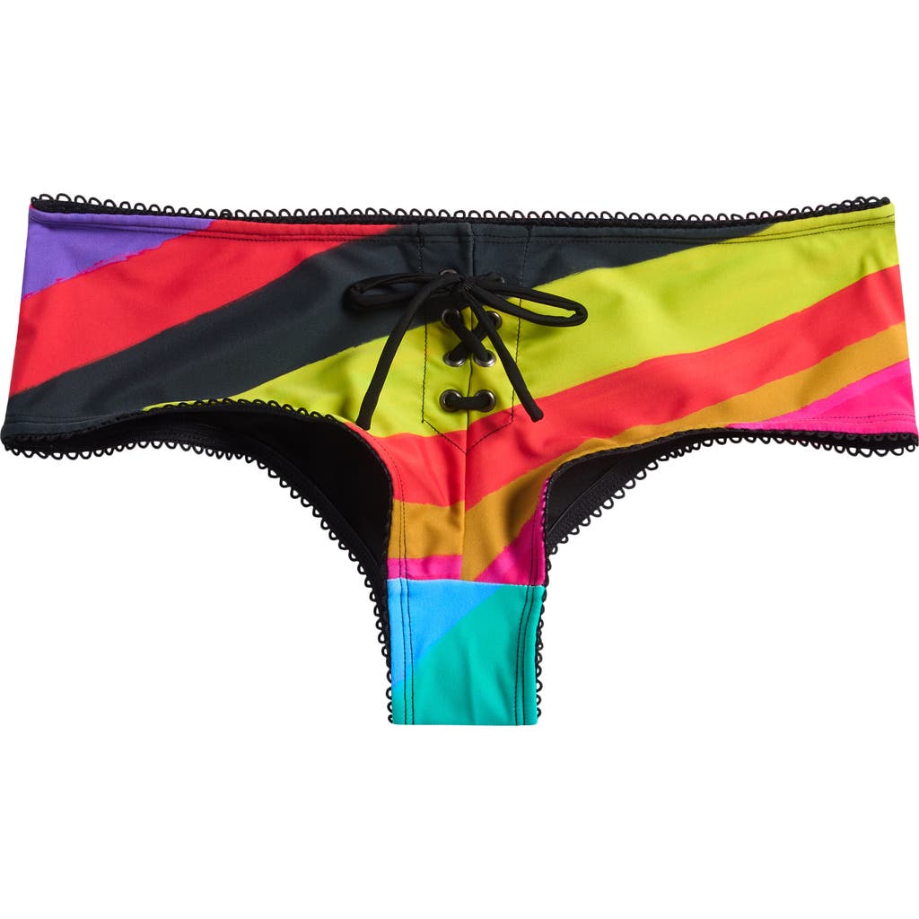 JADED LONDON Freda Multi Stripe Lace-Up Bikini Bottoms at Nordstrom, Size 2